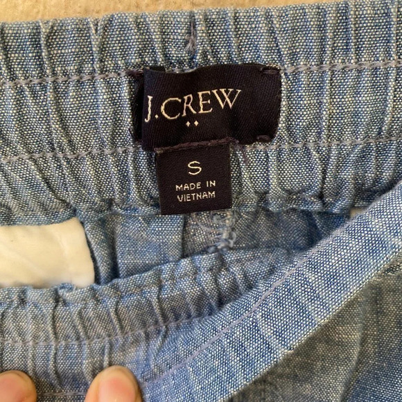 J. Crew Chambray Blue Tie Elastic Waist Cotton Shorts Small - Picture 7 of 8
